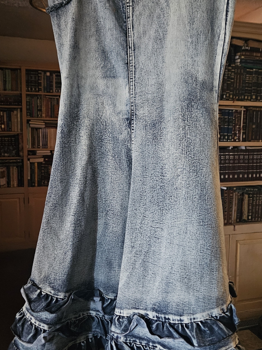 Women’s Light Blue Ruffle Hem Jean Skirt Mermaid Style